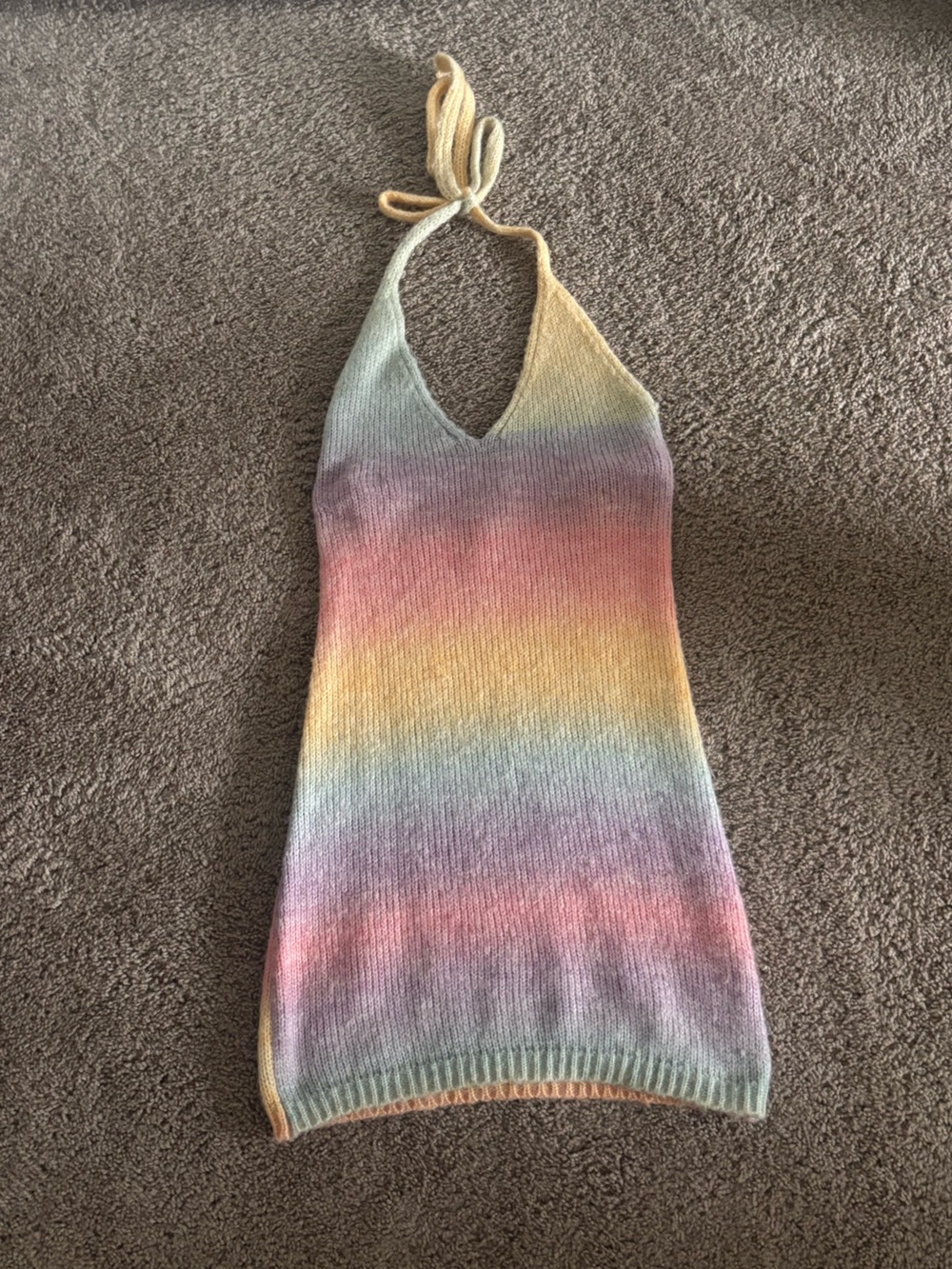 Princess Polly Pastel Rainbow Knit Halter Dress